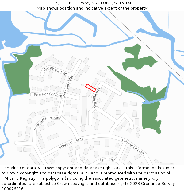 15, THE RIDGEWAY, STAFFORD, ST16 1XP: Location map and indicative extent of plot