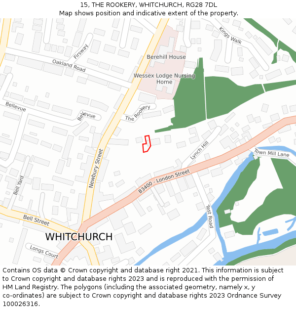 15, THE ROOKERY, WHITCHURCH, RG28 7DL: Location map and indicative extent of plot