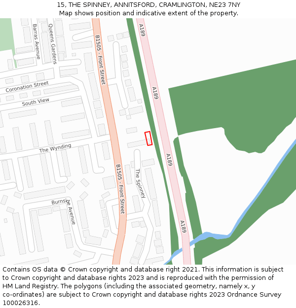 15, THE SPINNEY, ANNITSFORD, CRAMLINGTON, NE23 7NY: Location map and indicative extent of plot