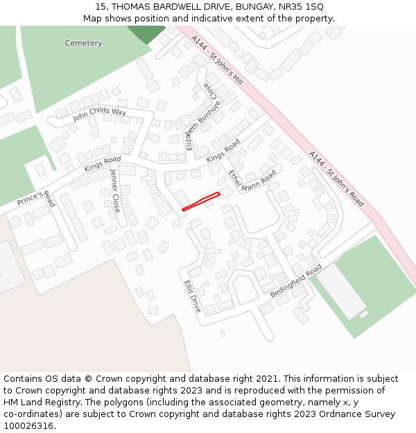 15, THOMAS BARDWELL DRIVE, BUNGAY, NR35 1SQ: Location map and indicative extent of plot