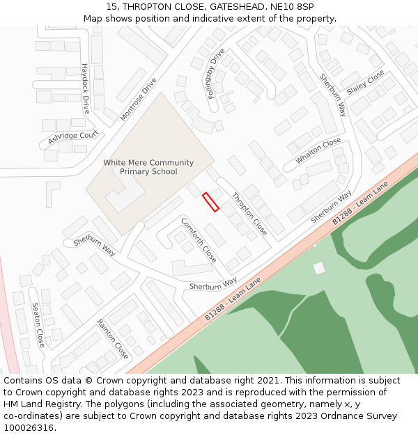 15, THROPTON CLOSE, GATESHEAD, NE10 8SP: Location map and indicative extent of plot
