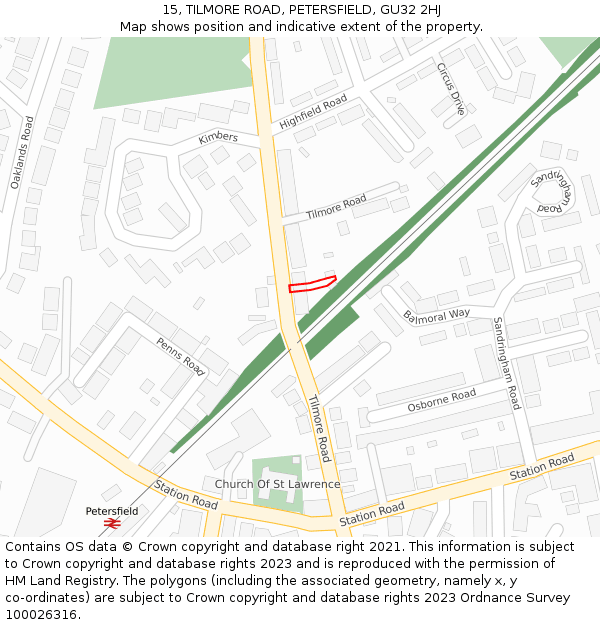 15, TILMORE ROAD, PETERSFIELD, GU32 2HJ: Location map and indicative extent of plot