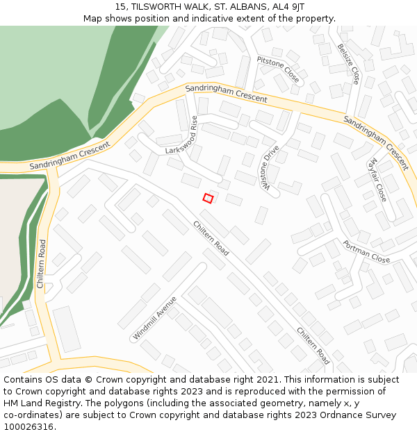 15, TILSWORTH WALK, ST. ALBANS, AL4 9JT: Location map and indicative extent of plot