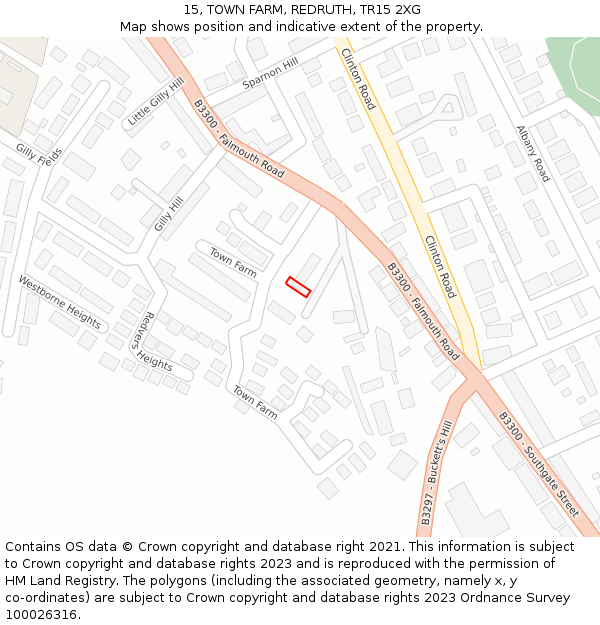 15, TOWN FARM, REDRUTH, TR15 2XG: Location map and indicative extent of plot