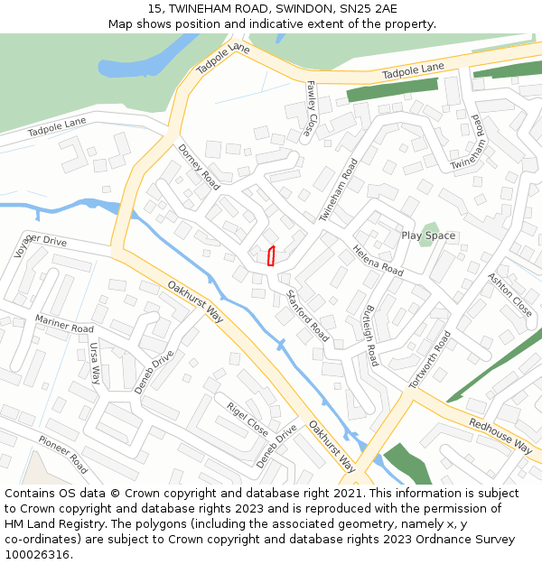 15, TWINEHAM ROAD, SWINDON, SN25 2AE: Location map and indicative extent of plot