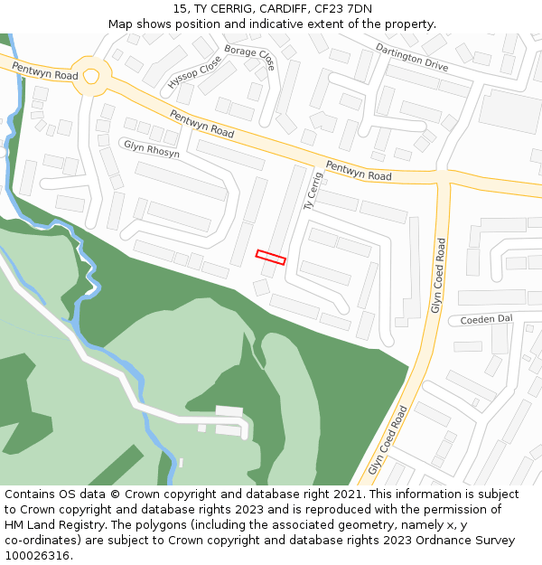15, TY CERRIG, CARDIFF, CF23 7DN: Location map and indicative extent of plot