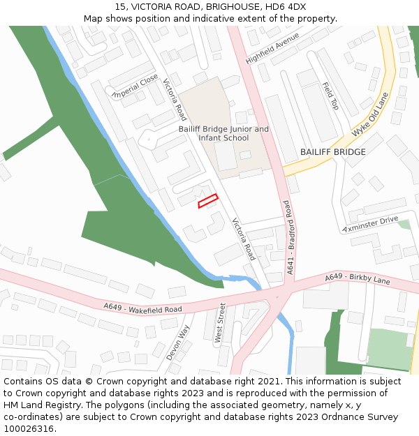 15, VICTORIA ROAD, BRIGHOUSE, HD6 4DX: Location map and indicative extent of plot