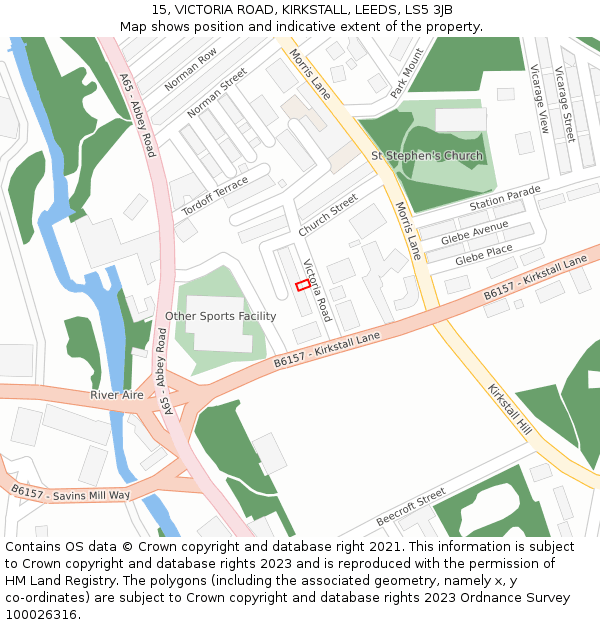 15, VICTORIA ROAD, KIRKSTALL, LEEDS, LS5 3JB: Location map and indicative extent of plot