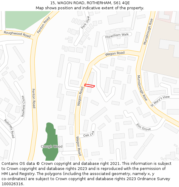 15, WAGON ROAD, ROTHERHAM, S61 4QE: Location map and indicative extent of plot