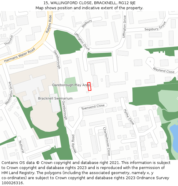 15, WALLINGFORD CLOSE, BRACKNELL, RG12 9JE: Location map and indicative extent of plot