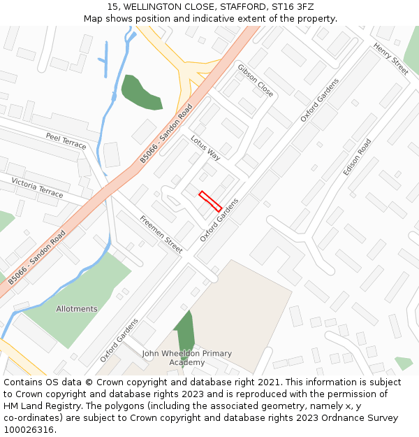 15, WELLINGTON CLOSE, STAFFORD, ST16 3FZ: Location map and indicative extent of plot