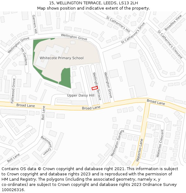 15, WELLINGTON TERRACE, LEEDS, LS13 2LH: Location map and indicative extent of plot