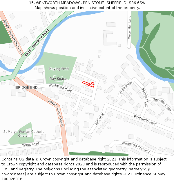 15, WENTWORTH MEADOWS, PENISTONE, SHEFFIELD, S36 6SW: Location map and indicative extent of plot