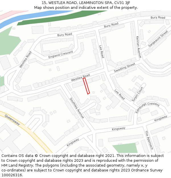 15, WESTLEA ROAD, LEAMINGTON SPA, CV31 3JF: Location map and indicative extent of plot
