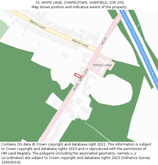 15, WHITE LANE, CHAPELTOWN, SHEFFIELD, S35 2YG: Location map and indicative extent of plot