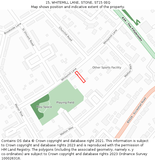 15, WHITEMILL LANE, STONE, ST15 0EQ: Location map and indicative extent of plot