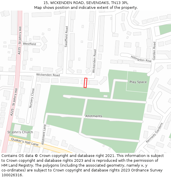 15, WICKENDEN ROAD, SEVENOAKS, TN13 3PL: Location map and indicative extent of plot