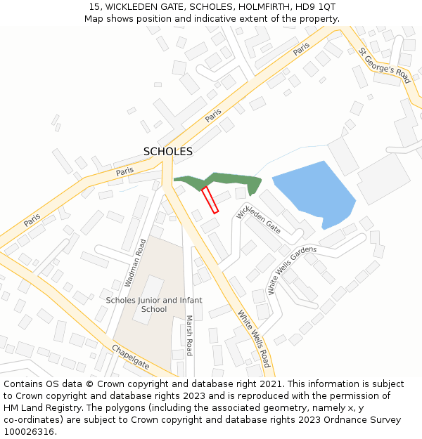 15, WICKLEDEN GATE, SCHOLES, HOLMFIRTH, HD9 1QT: Location map and indicative extent of plot