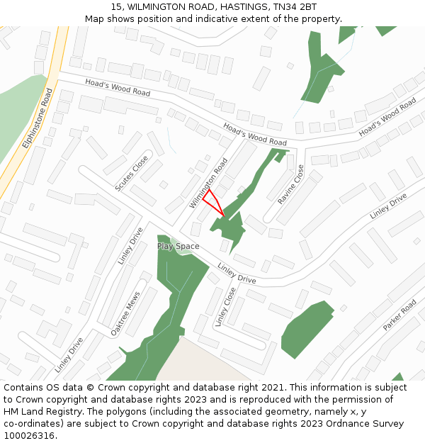 15, WILMINGTON ROAD, HASTINGS, TN34 2BT: Location map and indicative extent of plot