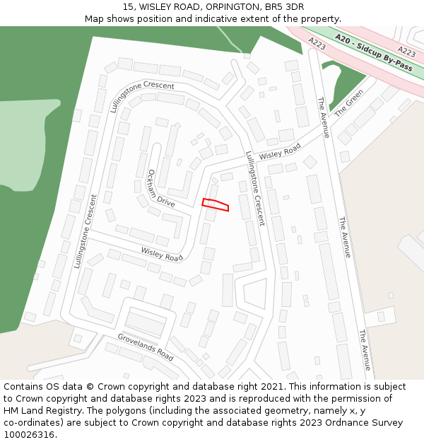 15, WISLEY ROAD, ORPINGTON, BR5 3DR: Location map and indicative extent of plot