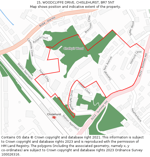 15, WOODCLYFFE DRIVE, CHISLEHURST, BR7 5NT: Location map and indicative extent of plot