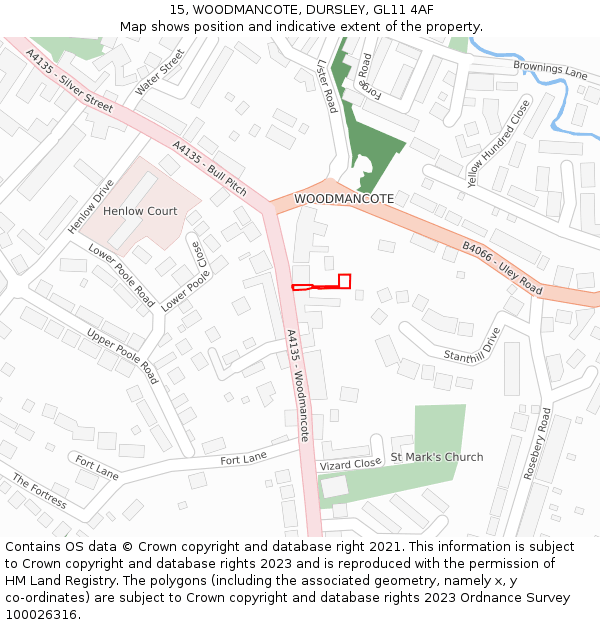 15, WOODMANCOTE, DURSLEY, GL11 4AF: Location map and indicative extent of plot