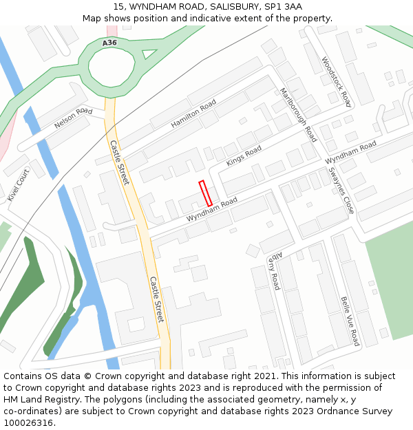15, WYNDHAM ROAD, SALISBURY, SP1 3AA: Location map and indicative extent of plot