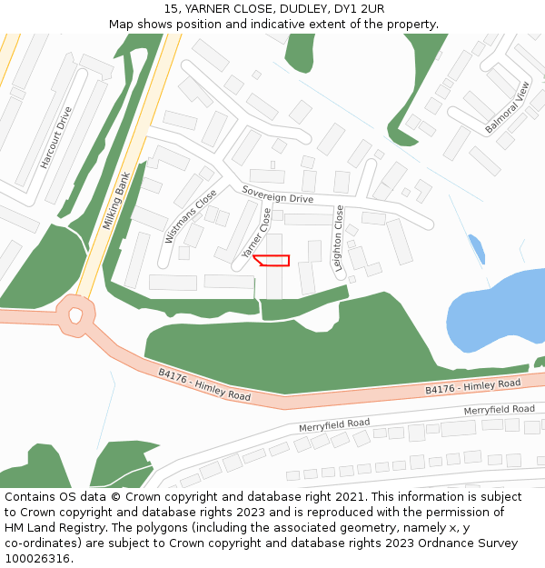 15, YARNER CLOSE, DUDLEY, DY1 2UR: Location map and indicative extent of plot