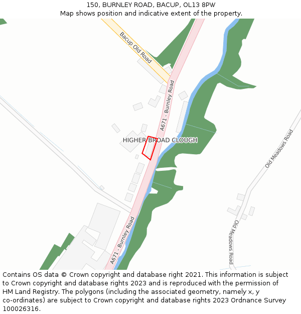 150, BURNLEY ROAD, BACUP, OL13 8PW: Location map and indicative extent of plot