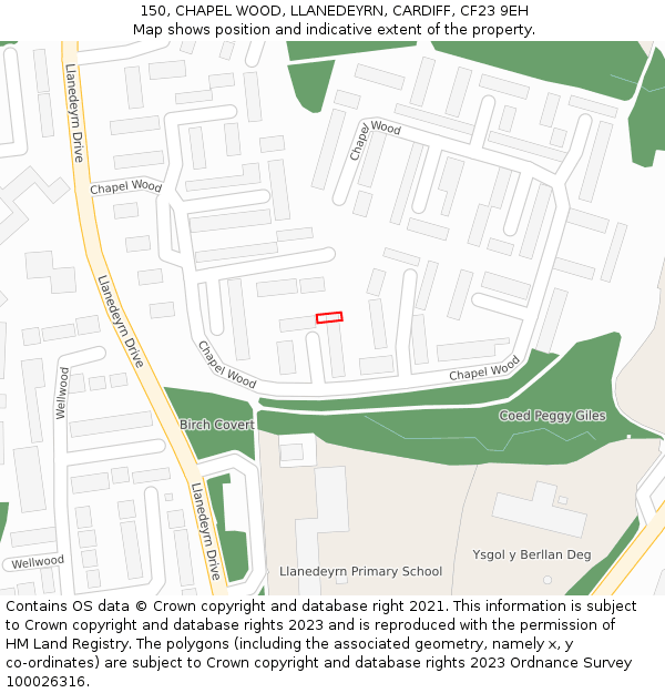150, CHAPEL WOOD, LLANEDEYRN, CARDIFF, CF23 9EH: Location map and indicative extent of plot