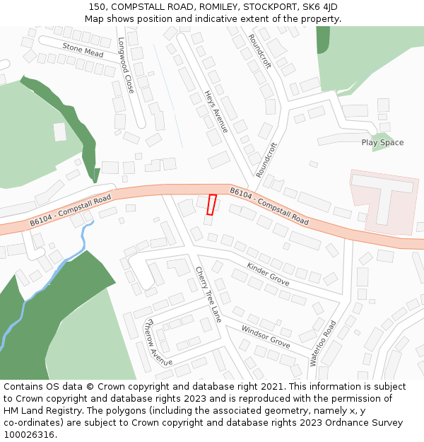 150, COMPSTALL ROAD, ROMILEY, STOCKPORT, SK6 4JD: Location map and indicative extent of plot
