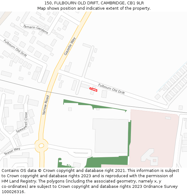 150, FULBOURN OLD DRIFT, CAMBRIDGE, CB1 9LR: Location map and indicative extent of plot