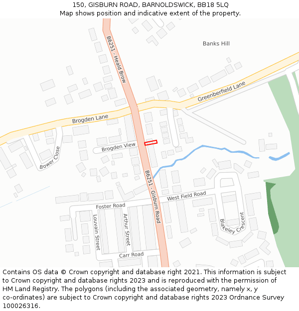 150, GISBURN ROAD, BARNOLDSWICK, BB18 5LQ: Location map and indicative extent of plot