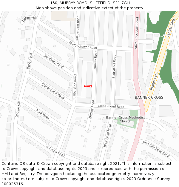 150, MURRAY ROAD, SHEFFIELD, S11 7GH: Location map and indicative extent of plot