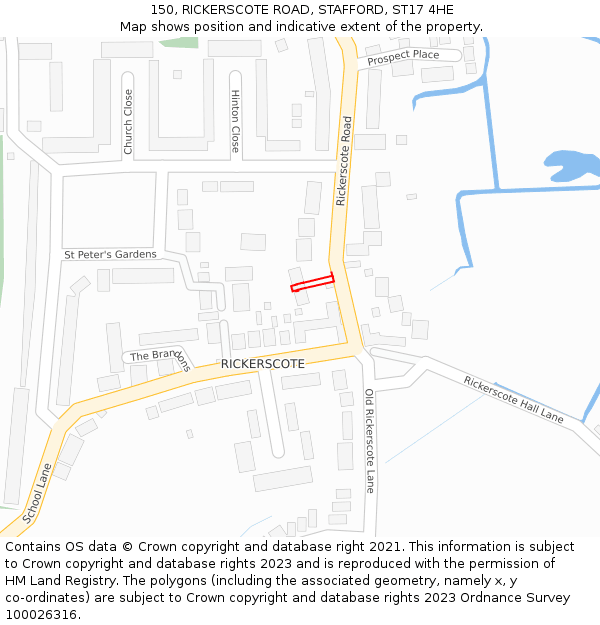 150, RICKERSCOTE ROAD, STAFFORD, ST17 4HE: Location map and indicative extent of plot
