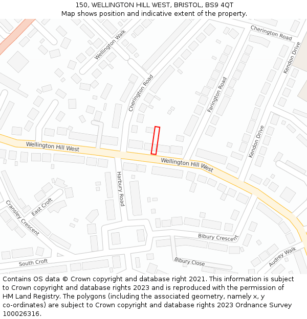 150, WELLINGTON HILL WEST, BRISTOL, BS9 4QT: Location map and indicative extent of plot