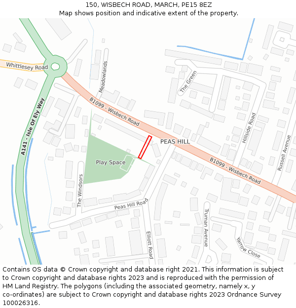 150, WISBECH ROAD, MARCH, PE15 8EZ: Location map and indicative extent of plot