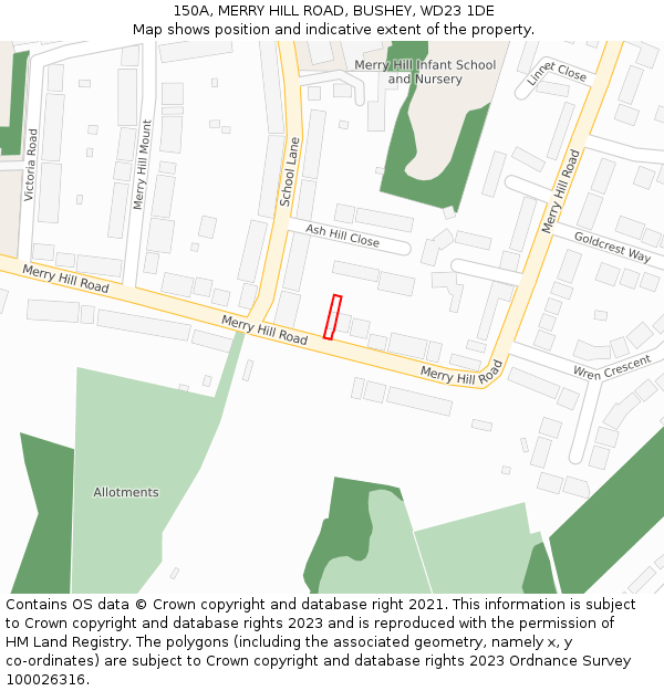 150A, MERRY HILL ROAD, BUSHEY, WD23 1DE: Location map and indicative extent of plot