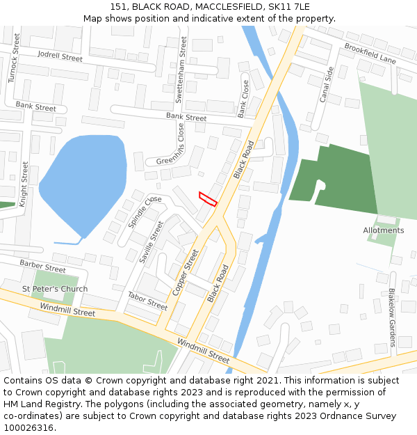 151, BLACK ROAD, MACCLESFIELD, SK11 7LE: Location map and indicative extent of plot