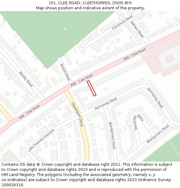 151, CLEE ROAD, CLEETHORPES, DN35 9HY: Location map and indicative extent of plot