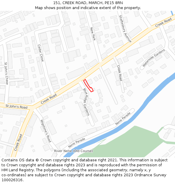 151, CREEK ROAD, MARCH, PE15 8RN: Location map and indicative extent of plot