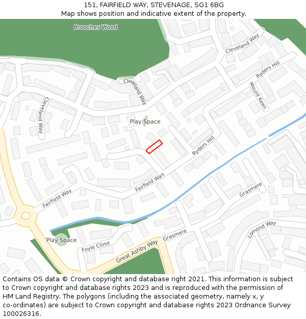 151, FAIRFIELD WAY, STEVENAGE, SG1 6BG: Location map and indicative extent of plot