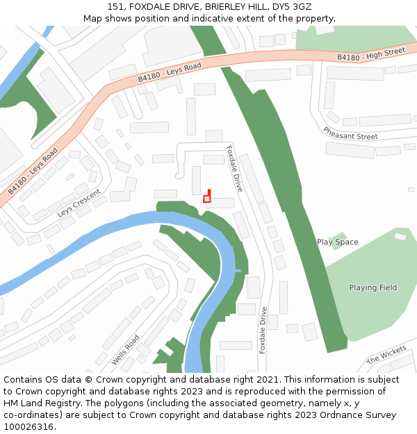 151, FOXDALE DRIVE, BRIERLEY HILL, DY5 3GZ: Location map and indicative extent of plot