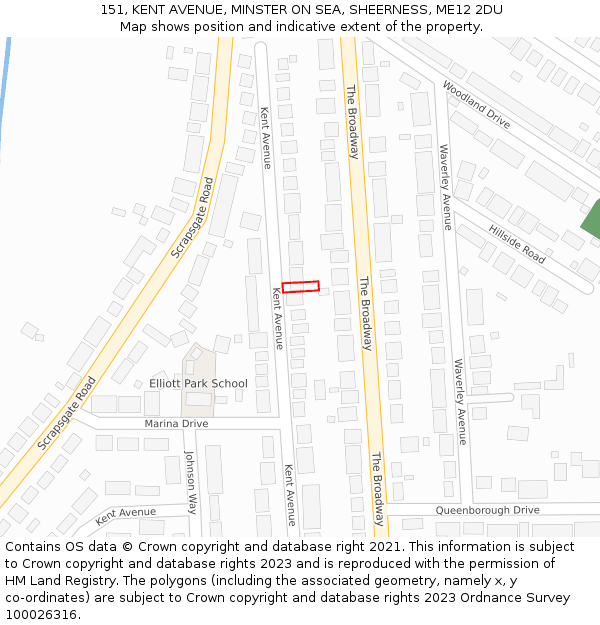 151, KENT AVENUE, MINSTER ON SEA, SHEERNESS, ME12 2DU: Location map and indicative extent of plot