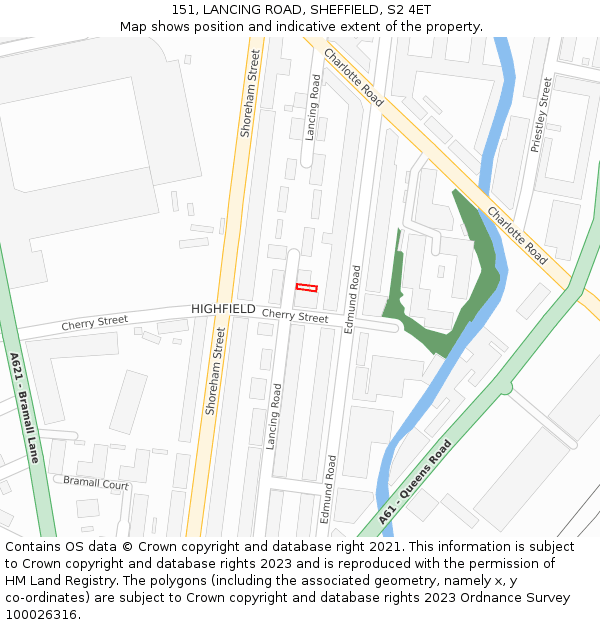 151, LANCING ROAD, SHEFFIELD, S2 4ET: Location map and indicative extent of plot