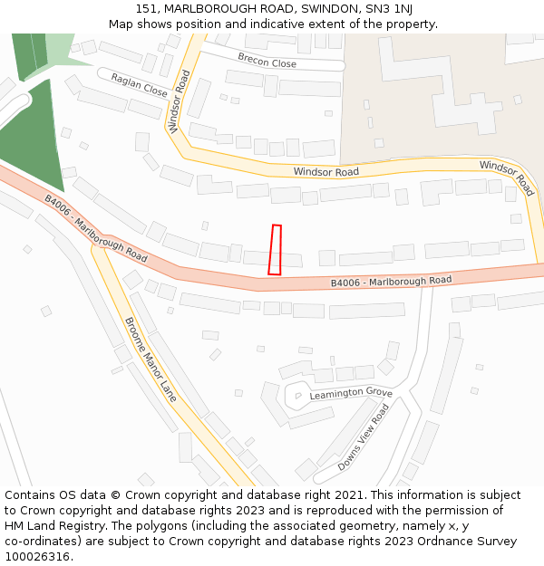 151, MARLBOROUGH ROAD, SWINDON, SN3 1NJ: Location map and indicative extent of plot