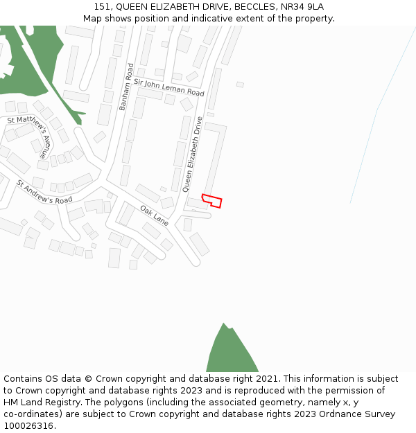 151, QUEEN ELIZABETH DRIVE, BECCLES, NR34 9LA: Location map and indicative extent of plot