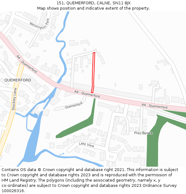 151, QUEMERFORD, CALNE, SN11 8JX: Location map and indicative extent of plot