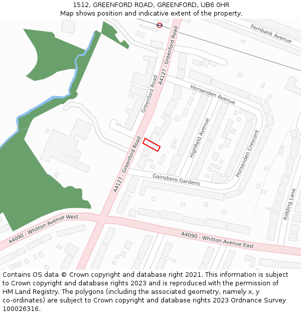 1512, GREENFORD ROAD, GREENFORD, UB6 0HR: Location map and indicative extent of plot