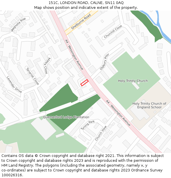151C, LONDON ROAD, CALNE, SN11 0AQ: Location map and indicative extent of plot